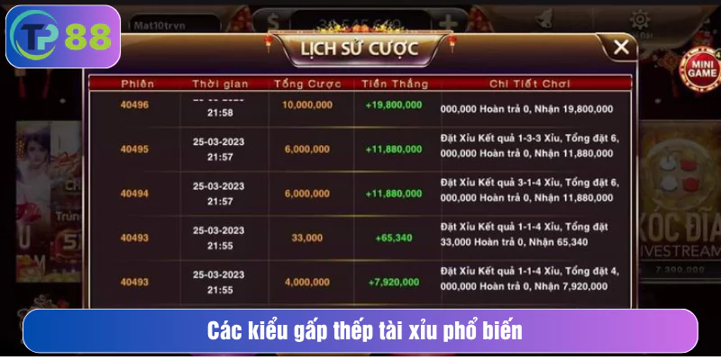 Các kiểu gấp thếp tài xỉu phổ biến