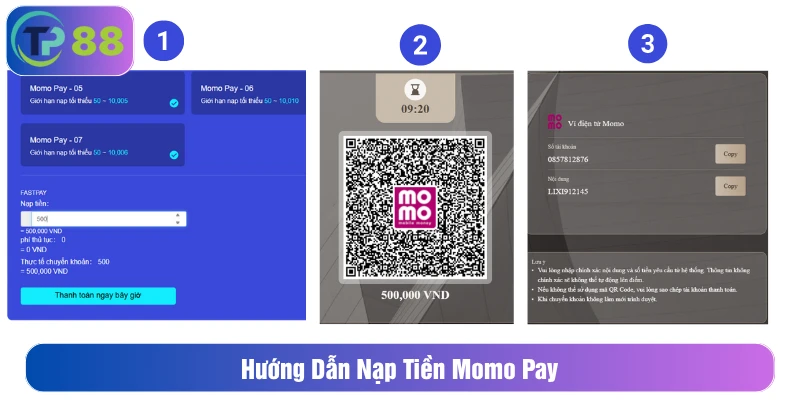 Hướng dẫn nạp tiền Momopay
