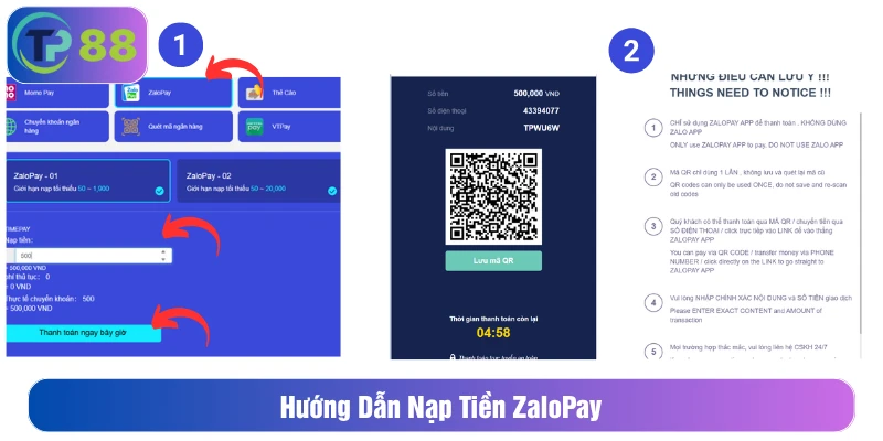 Hướng dẫn nạp tiền ZaloPay